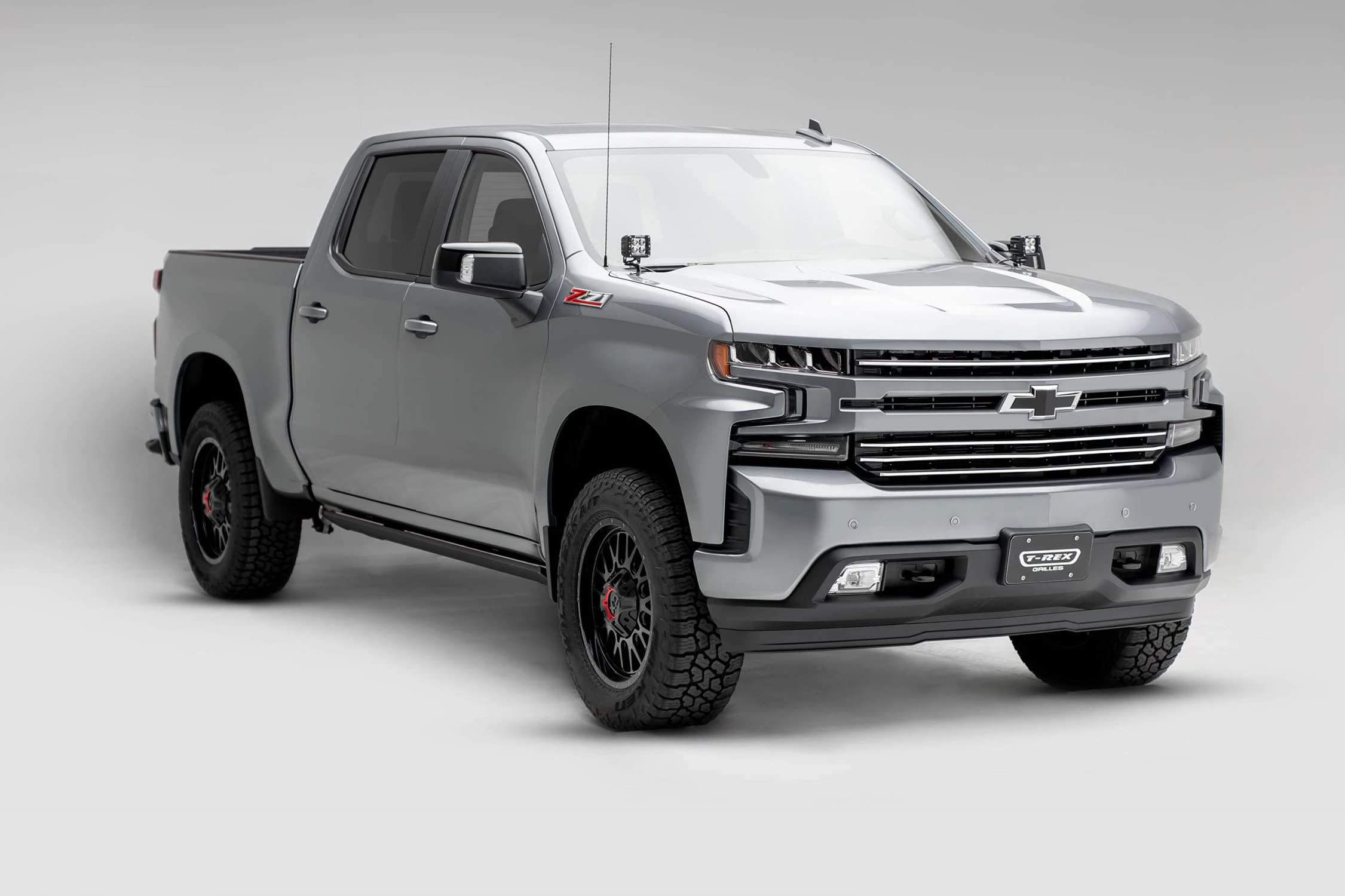 Silverado Compatible with (2019-2022) 1500 Trail Boss, RST, LT Round Billet Grille, Horizontal Round, Silver, 4 Pc, Overlay, Does Not Fit Vehicles with Camera - PN #6211236