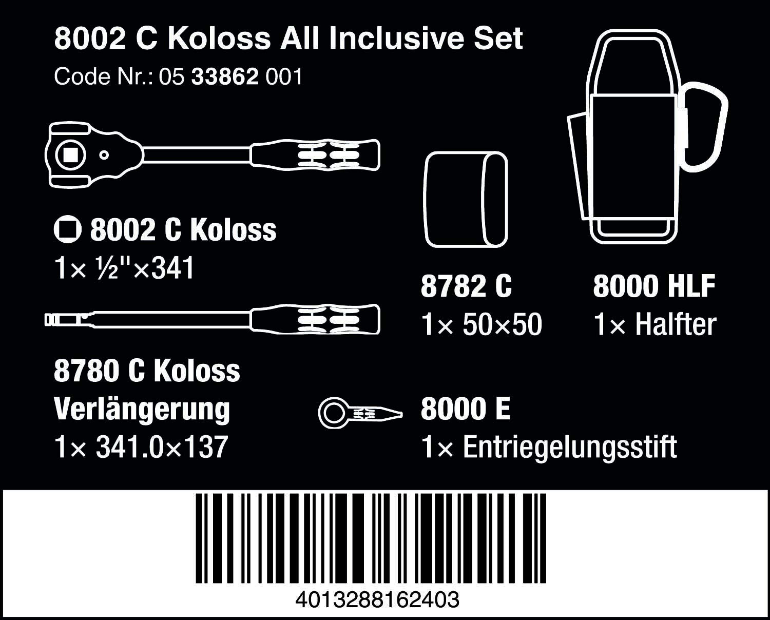 KOLOSS 8002 C 1/2" All Inclusive Set SB Drive Accessory