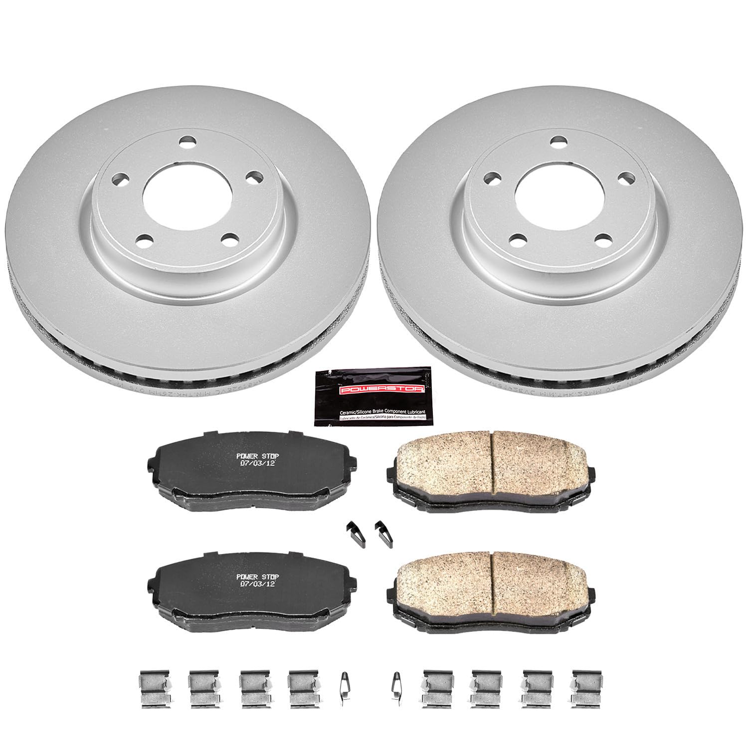 Power Stop Coated Brake Rotor & Ceramic Brake Pads CRK3071- front For Ford Edge 2007-2009, Lincoln MKX 2007-2008 [Model Specific]