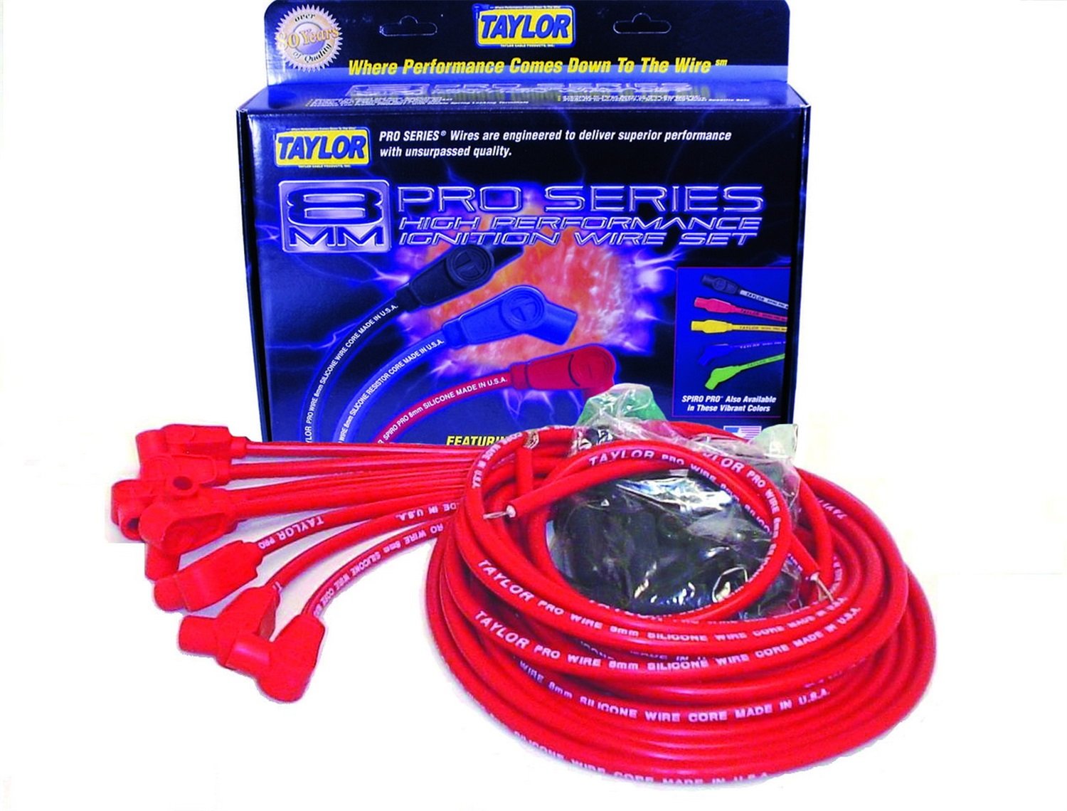 70260 Taylor Pro/Vertex Wire Core Univ 8cyl 90d Red