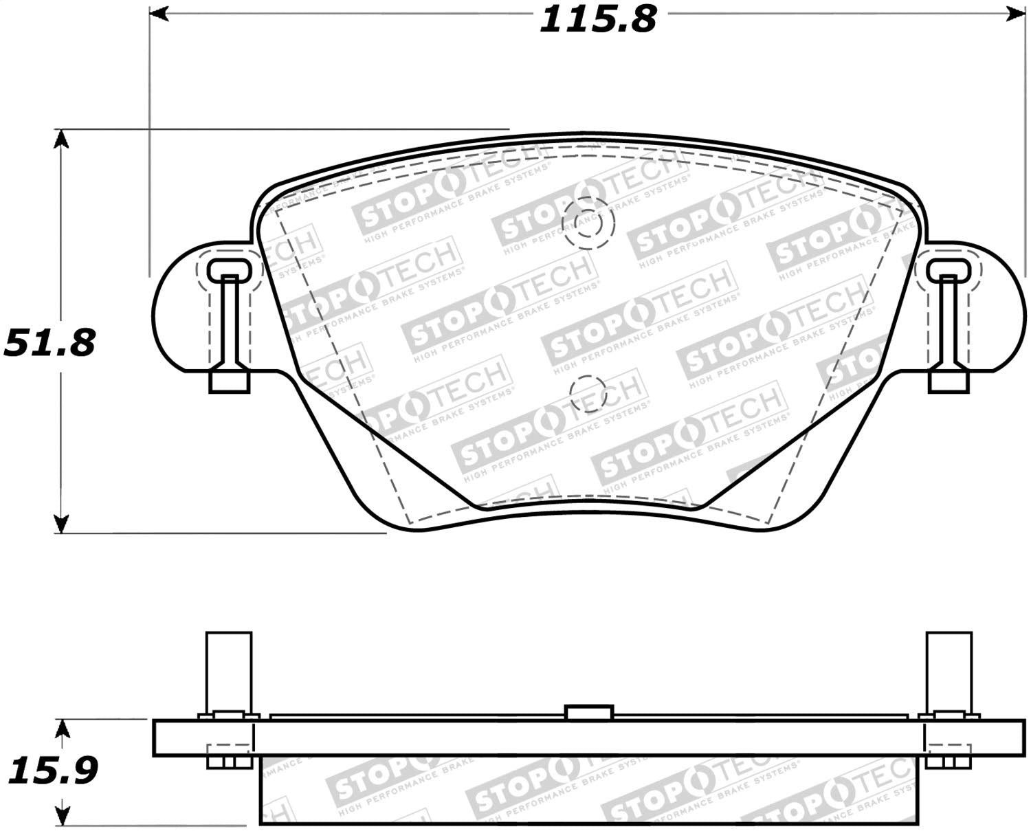 Rear StopTech 308.09110 Brake Pads with Shims Street