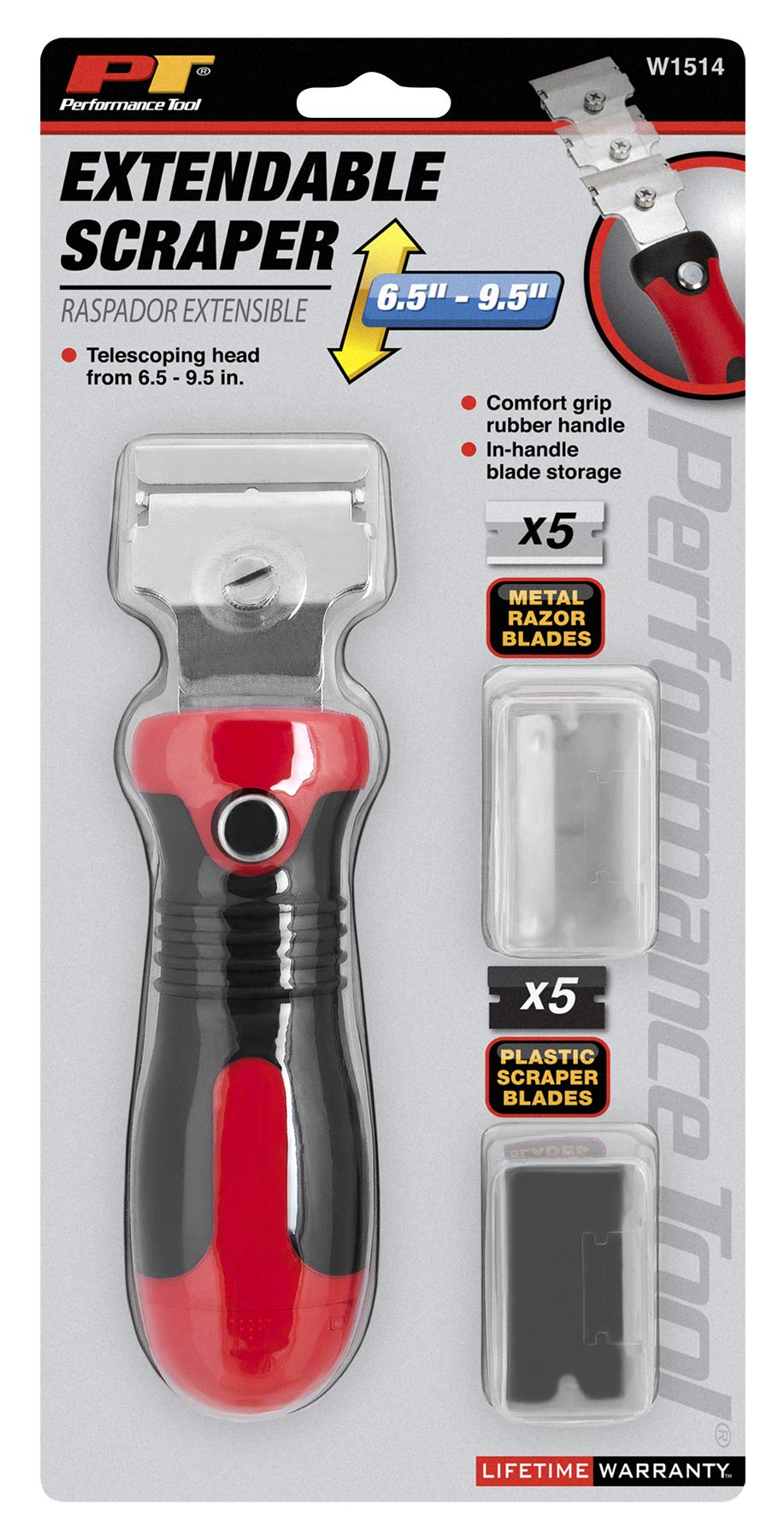 12 pc. Performance Tool W1514 Extendable Scraper Set with Interchangeable Blades and Ergonomic Grip for Versatile and Efficient Scraping Tasks