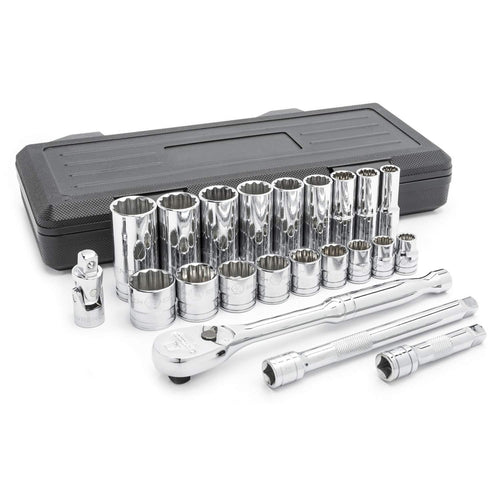 22 Pc. GEARWRENCH 3/8" Drive 12 Pt. Standard & Deep Mechanics Tool Set, SAE - 80691