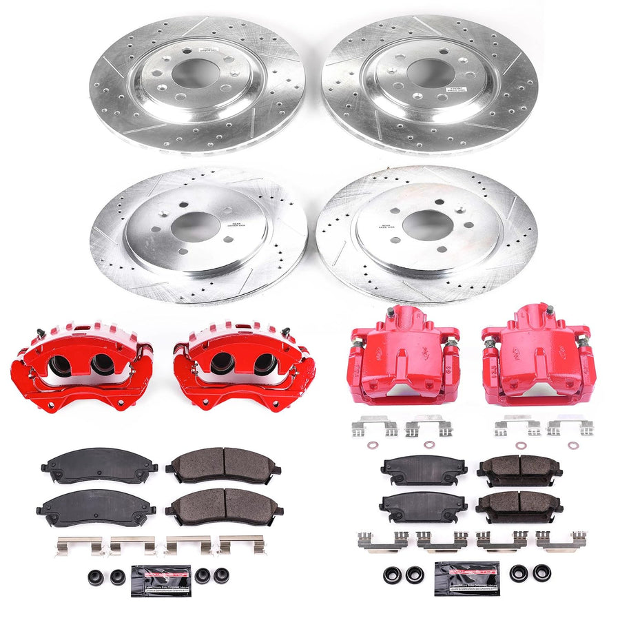 Power Stop Z23 Evolution Sport Brake Upgrade Kit Front and Rear with Powder Coated Calipers For Cadillac CTS 2006-2007, Cadillac STS 2005-2008 [Model Specific]