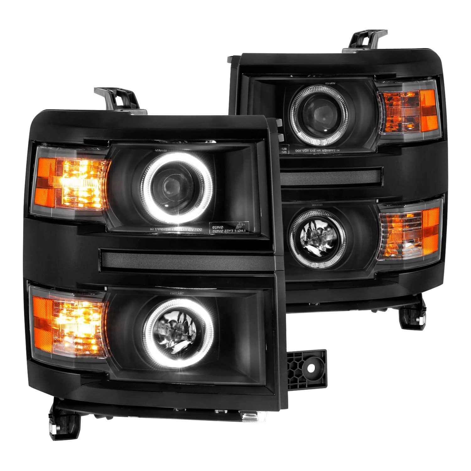 PROJECTOR CHEVY SILVERADO 14 -15 LED HALO HEADLIGHTS BLACK W/ BLACK TRIM