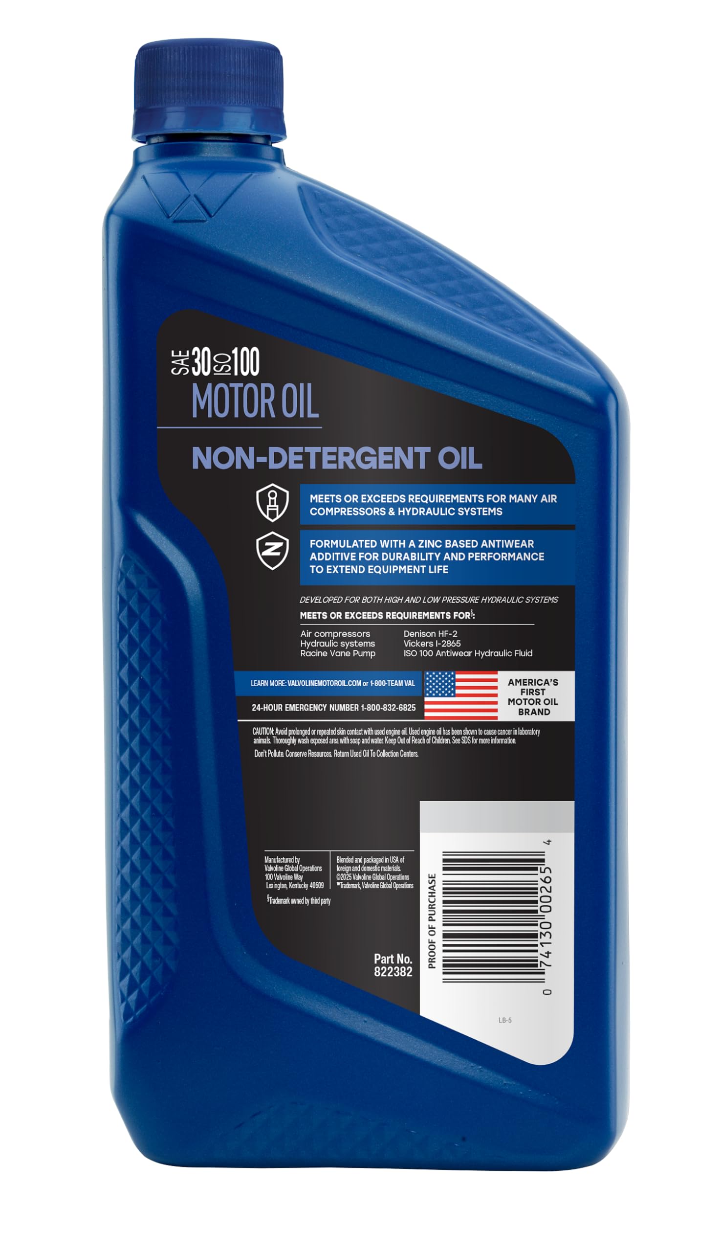 Valvoline Non-Detergent Daily Protection 30 Oil 1 QT, Case of 6