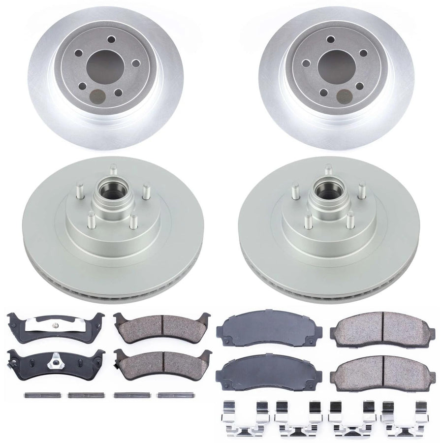 Brake Kit PowerStop For Explorer Sport 2003, Explorer Sport Trac 2003-2005 [Model Specific] - Front and Rear Coated Disc Rotors & Ceramic Brake Pads Replacement, CRK5593