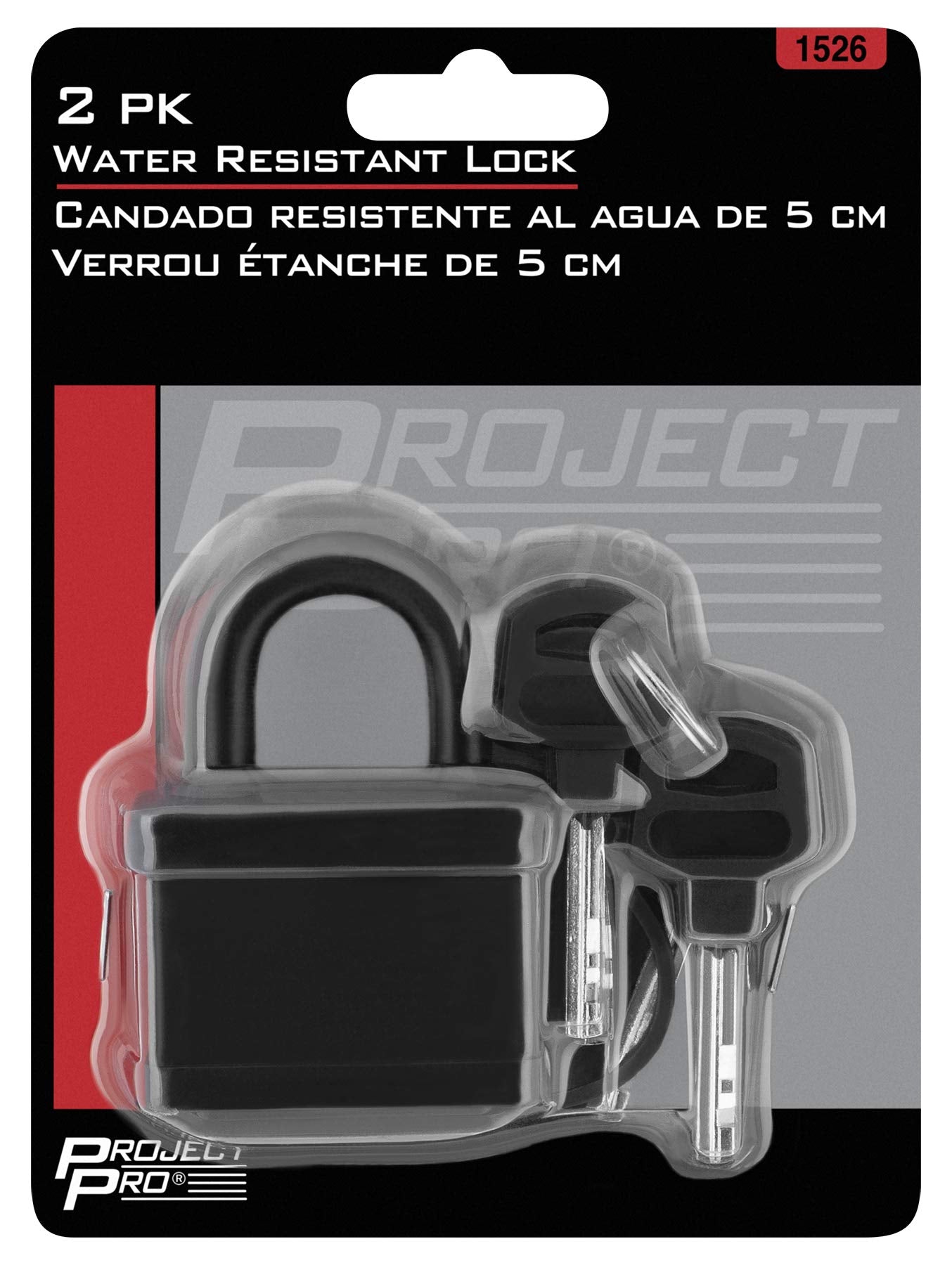 2" Performance Tool 1526 Water-Resistant Lock for Security, Solid Steel Construction, Rubber Cover, Includes Four Keys
