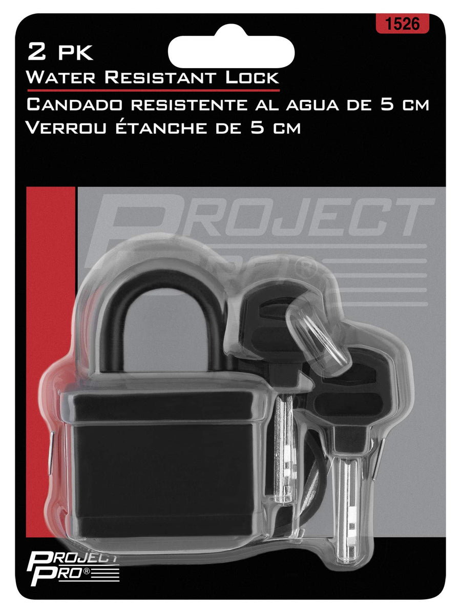 2" Performance Tool 1526 Water-Resistant Lock for Security, Solid Steel Construction, Rubber Cover, Includes Four Keys
