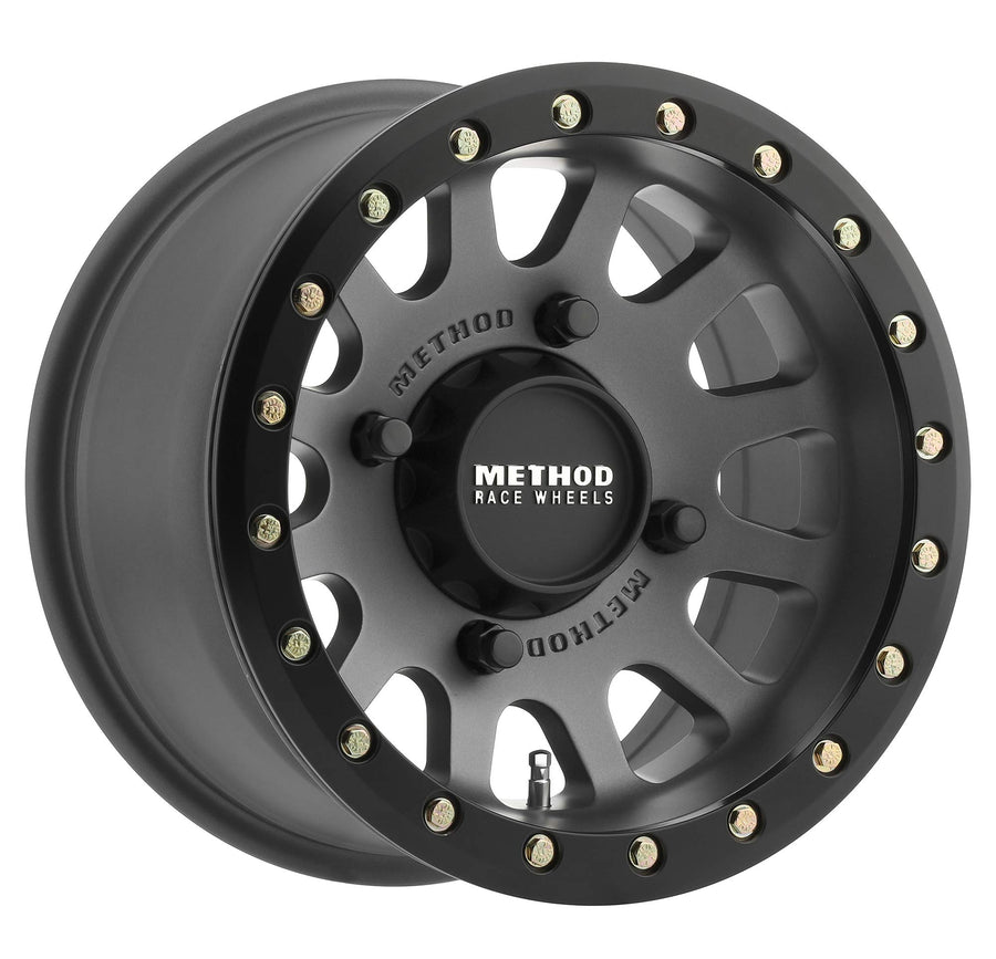 Method Race Wheels 401 Titanium UTV Beadlock With Matte Black Ring 15x7" 4x156", 13mm offset 4.3" Backspace, MR40157046843B