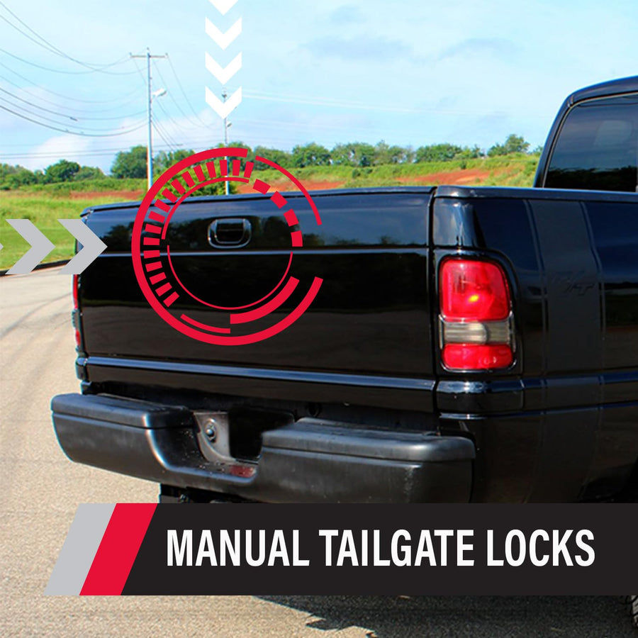 Manual Tailgate Lock – Pop & Lock for Dodge Ram 1500, 2500, and 3500, Fits 1994 to 2001 (Black, PL3300, Works with No Factory Lock)