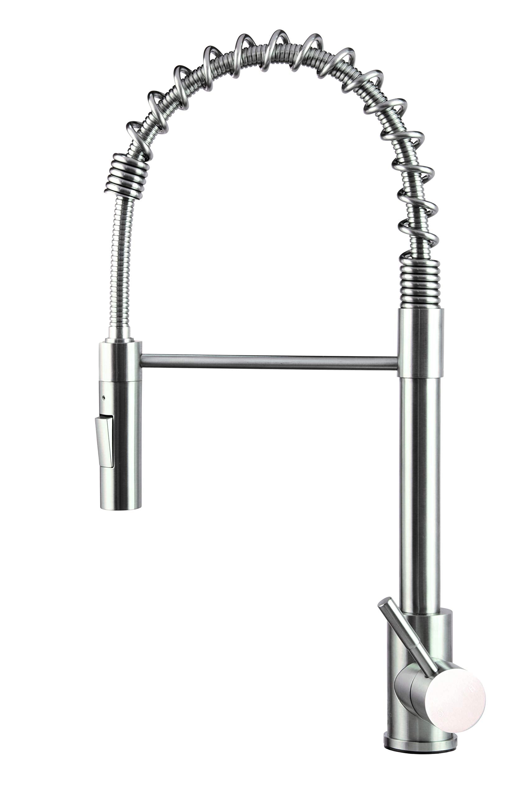 Lippert Coiled Pull Down Flow Max Kitchen Faucet for RVs and Residential - High-Arc Spout with Multi-Flow Spray, Single Handle Control, and Easy Install - Durable Stainless Steel Construction