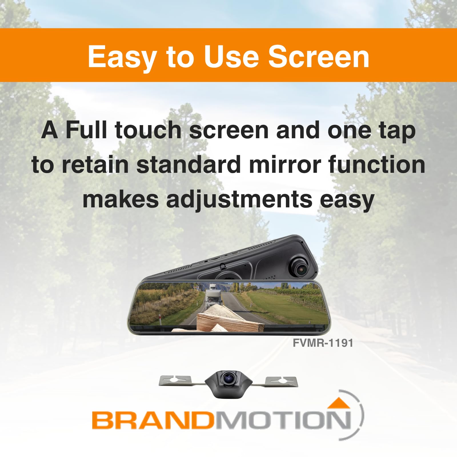 FullVUE Mirror Vision System Brandmotion FVMR-1191 fits 2019-2025 Silverado Sierra 1500 | Retains Standard Mirror Functionality with One Touch | Full Touchscreen for Easy Adjustments | Night Vision