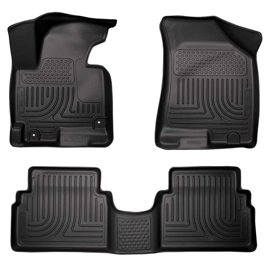 Weatherbeater Husky Liners Floor Mats | Fits 2014-2016 Kia Sportage w/Factory Carpet Mat Retaining Hooks | Front & 2nd Row, 3-pc Black - 99821