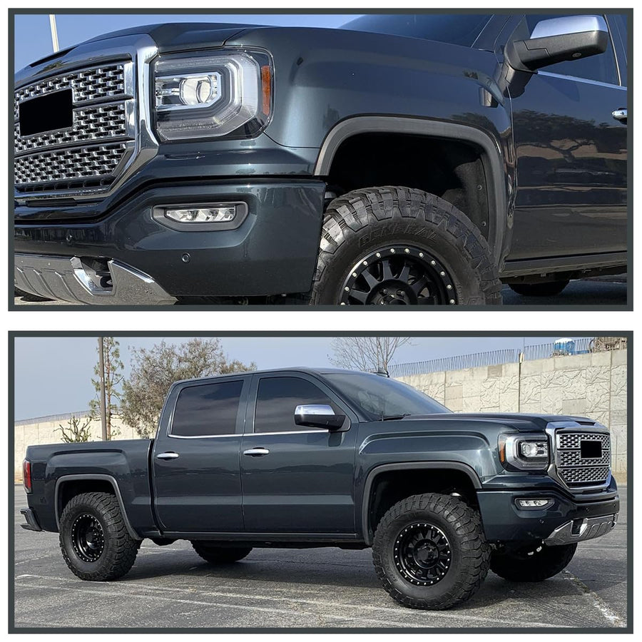 LED Fog Lights Spec-D Tuning Clear Lens + Built-In LED Bulbs + Switch Included Compatible with 2016-2018 GMC Sierra 1500 L+R Pair Assembly