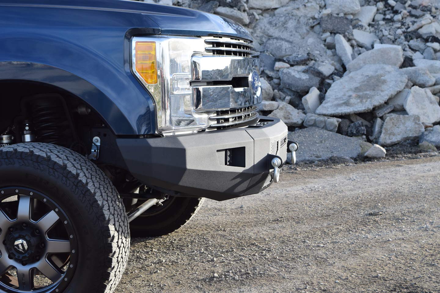 Bumper Front fits 2017-2019 F-250/F-350/F-450 Super Duty Trucks | 3pc Modular Construction | Integrated Winch Mount | Strategic Airflow Cutouts | Auxiliary Light Cutouts | DV8 Offroad