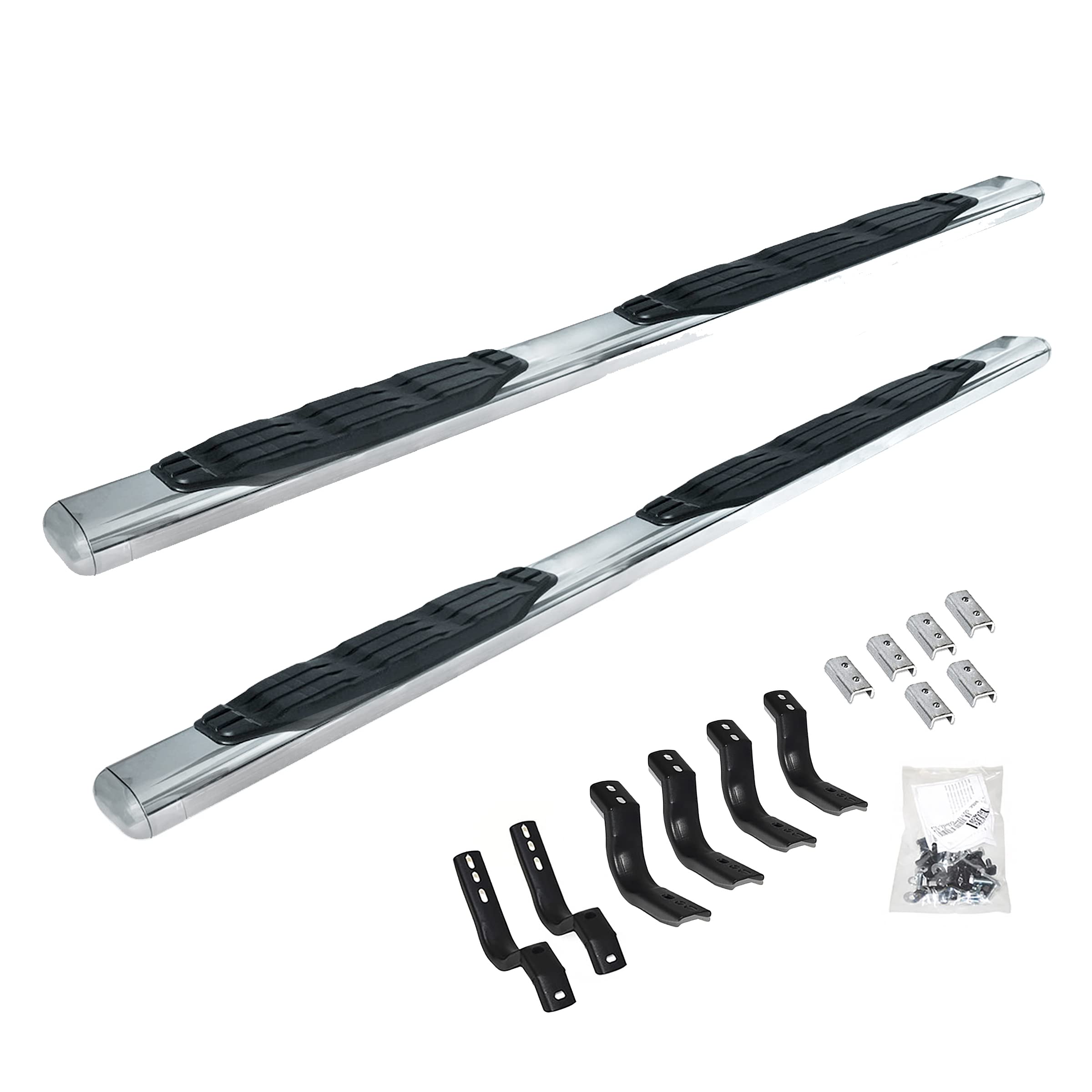 5" Oval Go Rhino 1000 Series Sidesteps & Brackets | Stainless Steel, Polished | 105443580PS | Fits 2022-2024 Toyota Tundra Double Cab Pickup