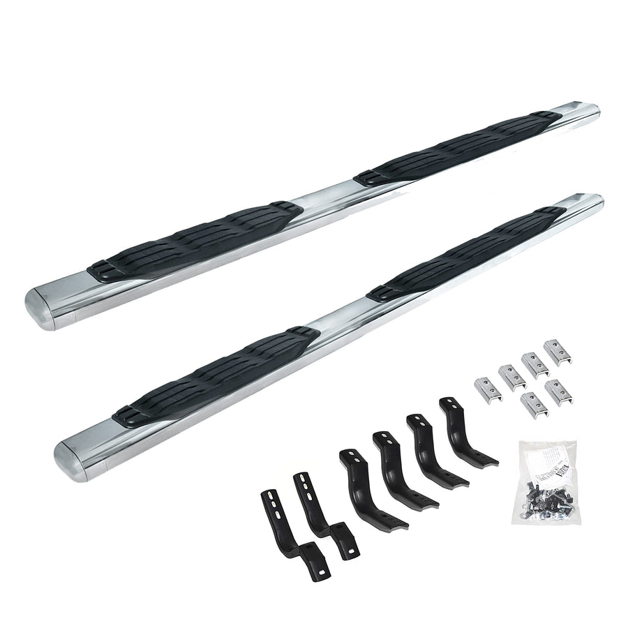 5" Oval Go Rhino 1000 Series Sidesteps & Brackets | Stainless Steel, Polished | 105443580PS | Fits 2022-2024 Toyota Tundra Double Cab Pickup