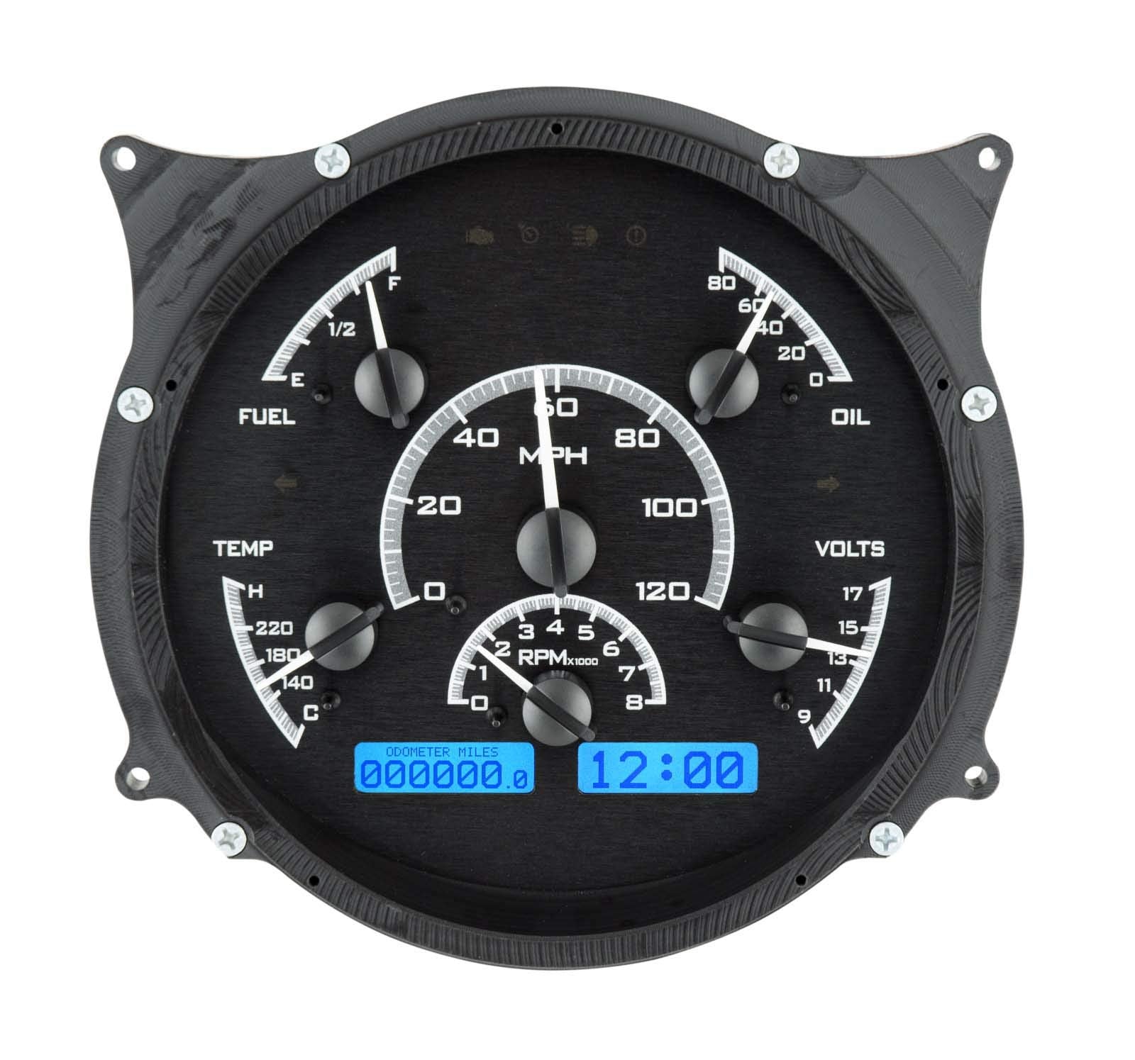 Dakota Digital VHX-61F-PU-K-B Analog Dash Gauge System Compatible with 1961-66 Ford Pickup Truck Black Alloy Blue Backlighting