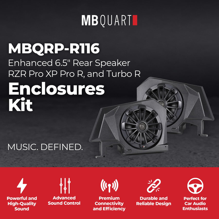 6.5" MB Quart Enhanced Rear Speaker & Enclosures Kit for Polaris RZR Pro XP, Pro R, and Turbo R - Durability, Easy Installation, Perfect for Off-Road