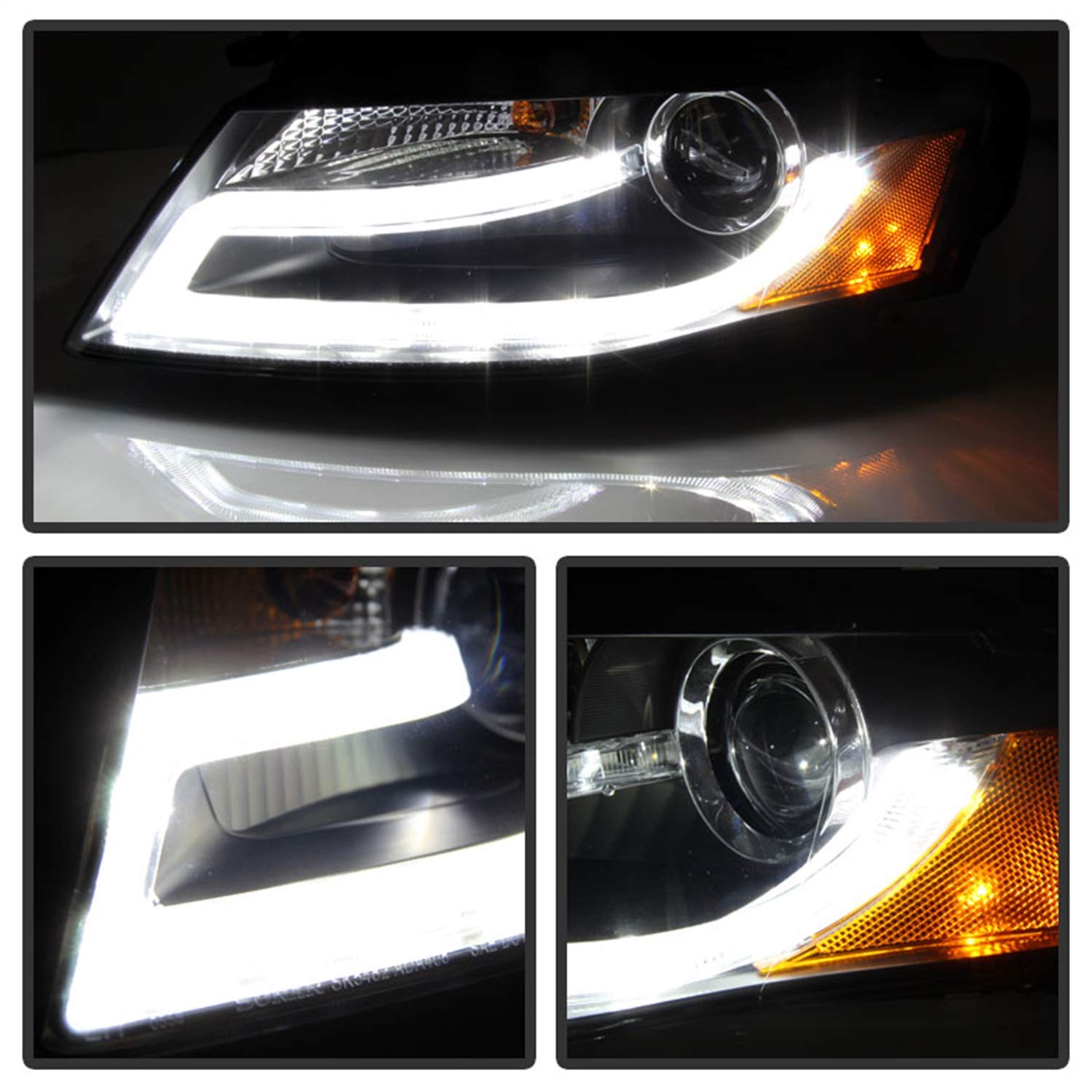 Audi A4 LED Halo Projector Headlight Spyder Auto PRO-YD-AA408-HID-DRL-BK