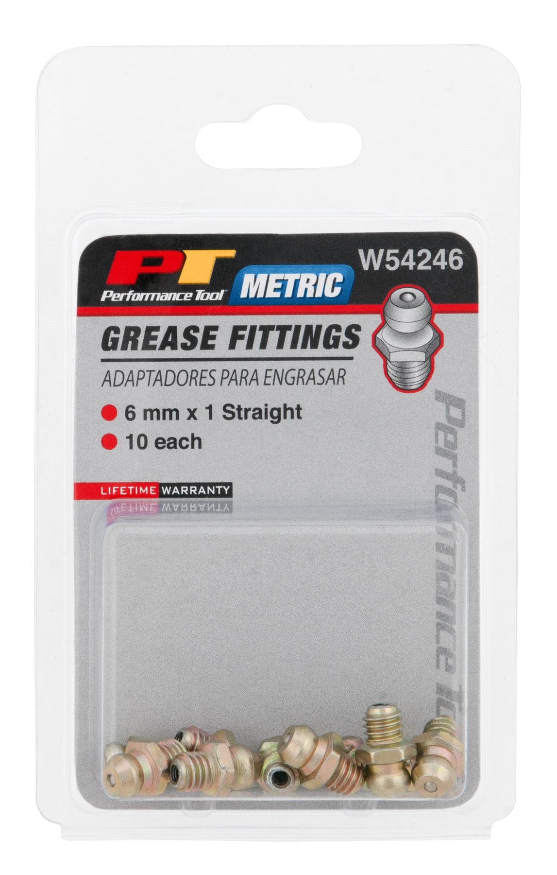 W54246 Performance Tool 6mm x 1mm Grease Fitting, (Pack of 10)