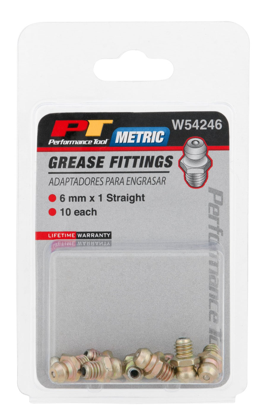 W54246 Performance Tool 6mm x 1mm Grease Fitting, (Pack of 10)