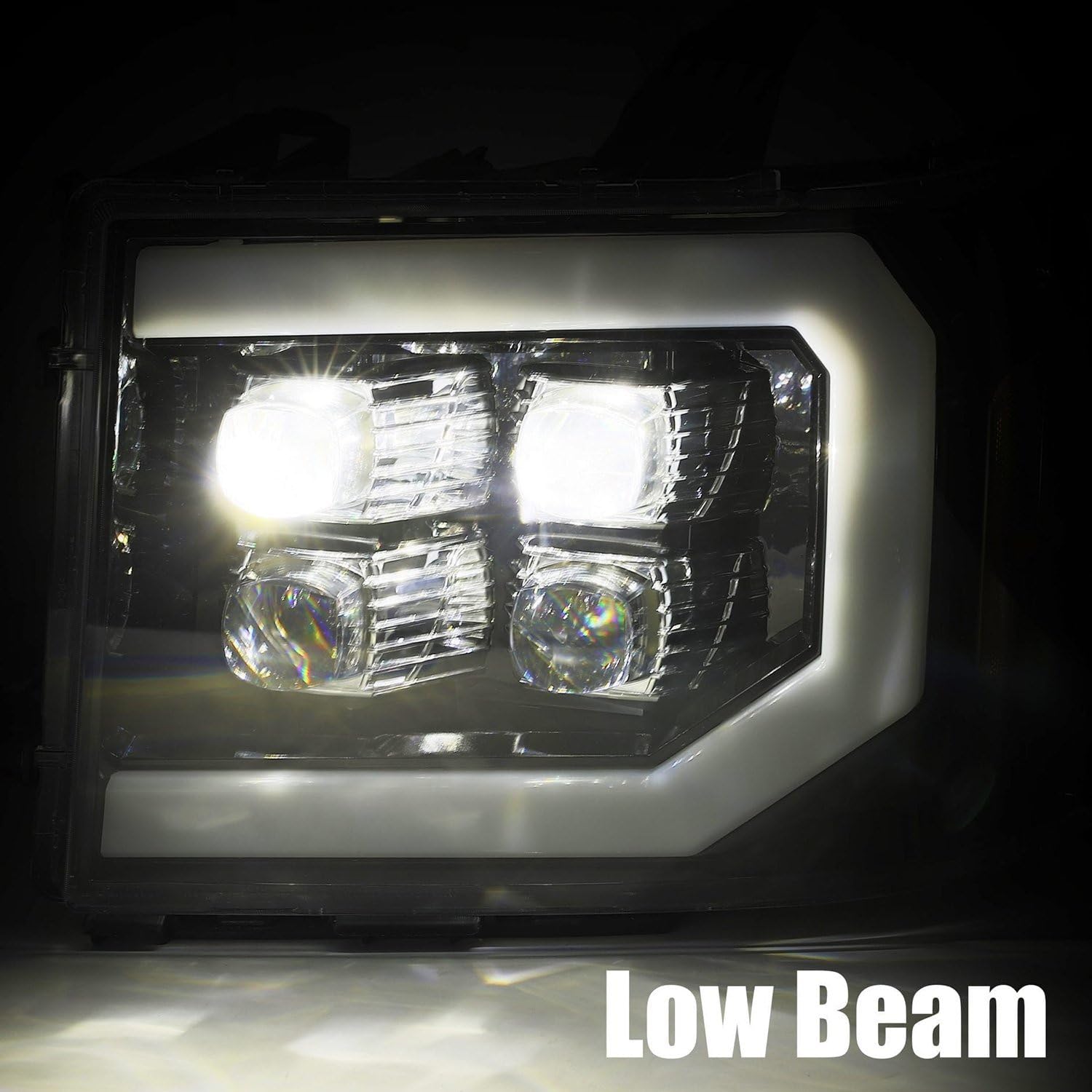 AlphaRex USA NOVA LED Proj Headlight 07-13 GMC 1500HD Plank Style Gloss Blk w/Activ Light/Seq Signal/DRL