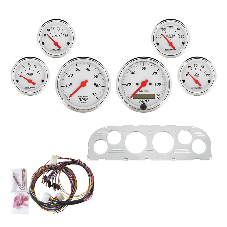 Gauge Kit AutoMeter 7047-AW, 6 Pc, Chevy Truck 60-63, Tach/Mph/Fuel/Oilp/Wtmp/Volt, Aw