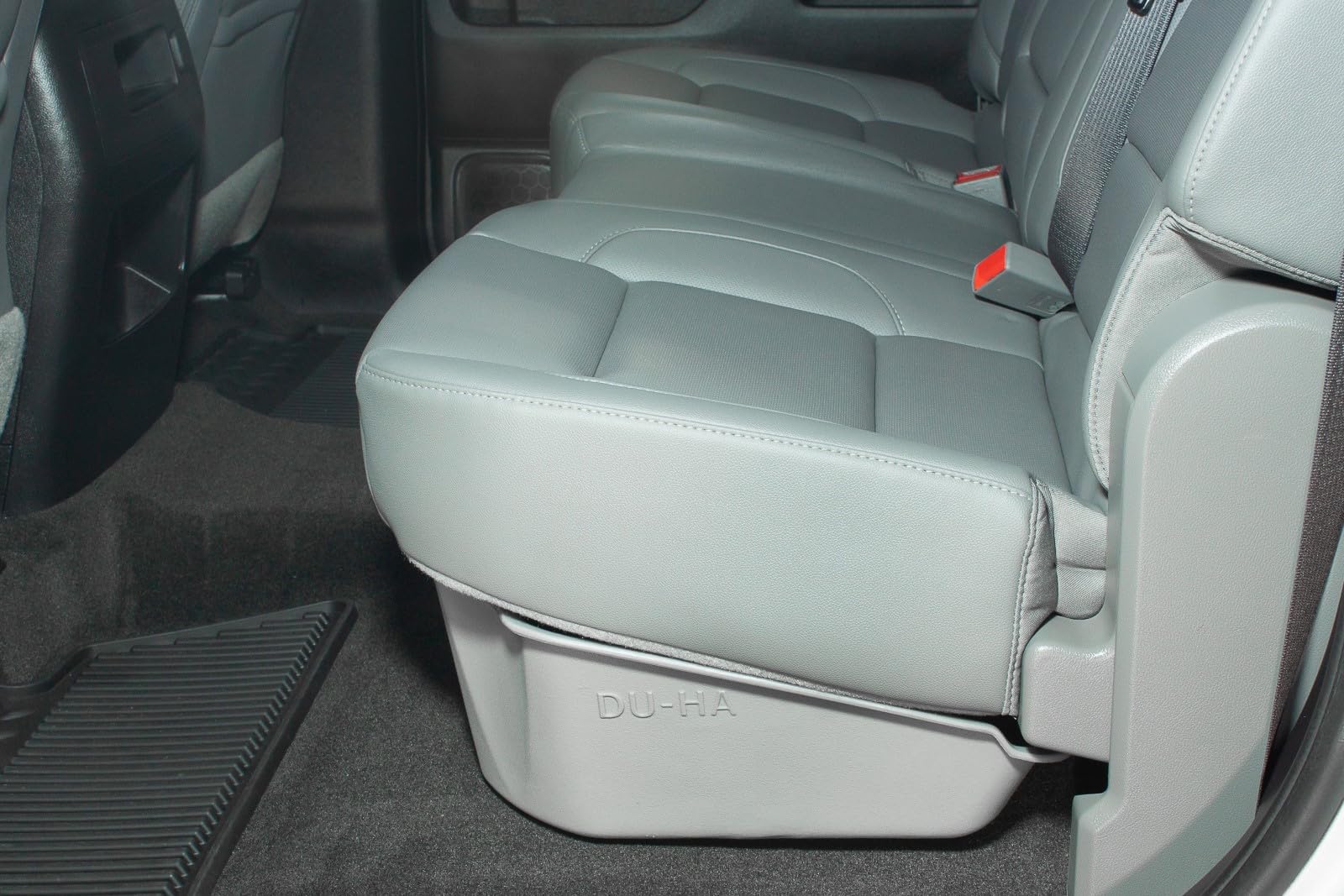 Under Seat Storage DuHa 10300 fits 2014-2018 Silverado/ Sierra Light Duty Crew Cab & 2015-2019 Heavy Duty Crew Cab | Black Heavy-Duty Back Seat Organizer | Includes Dividers