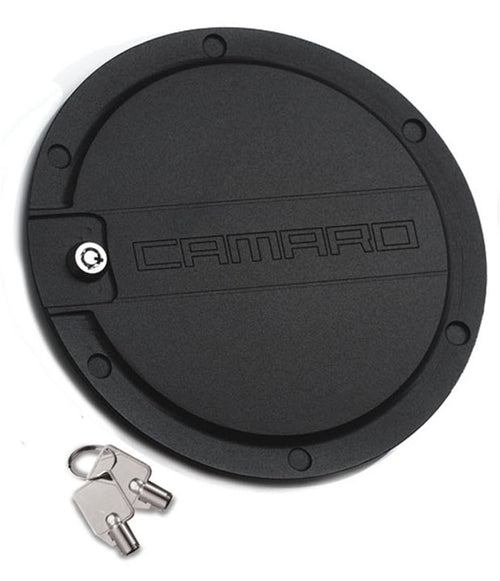 Defenderworx T-Rex Black Locking Gas Door with Camaro Logo 6910061