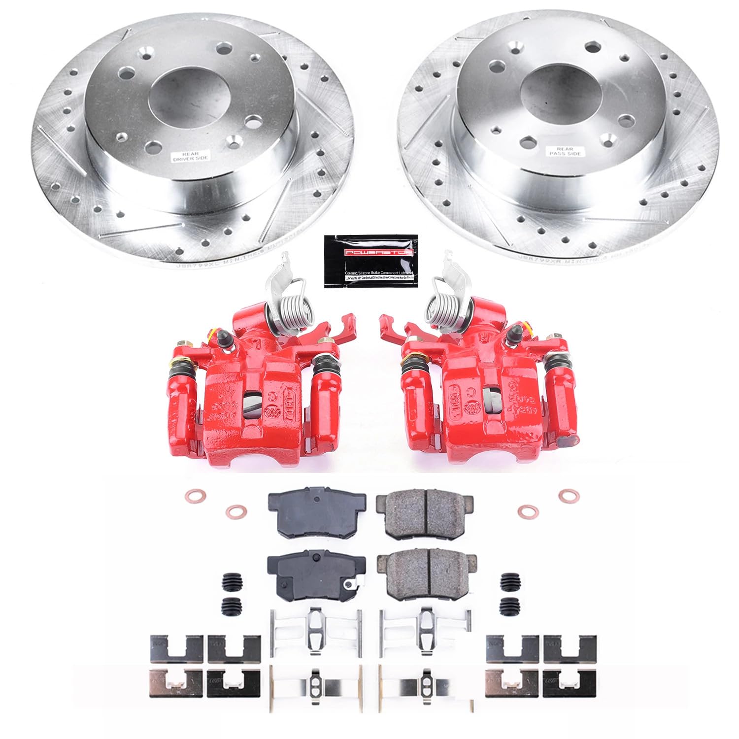 Power Stop Z23 Evolution KC1244B Rear Brake Caliper Kit- Brake Rotors, Brake Pads, Brake Calipers For Honda Accord 1998-2002 [Model Specific]