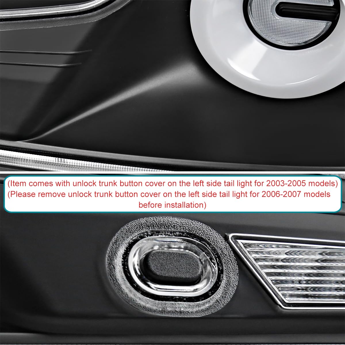Full LED Tail Lights SPEC-D TUNING w/White Fiber Optic Halo Ring, Sequential Turn Signal, and Startup Animation Compatible with 2003-2007 Infiniti G35, Left + Right Pair Assembly
