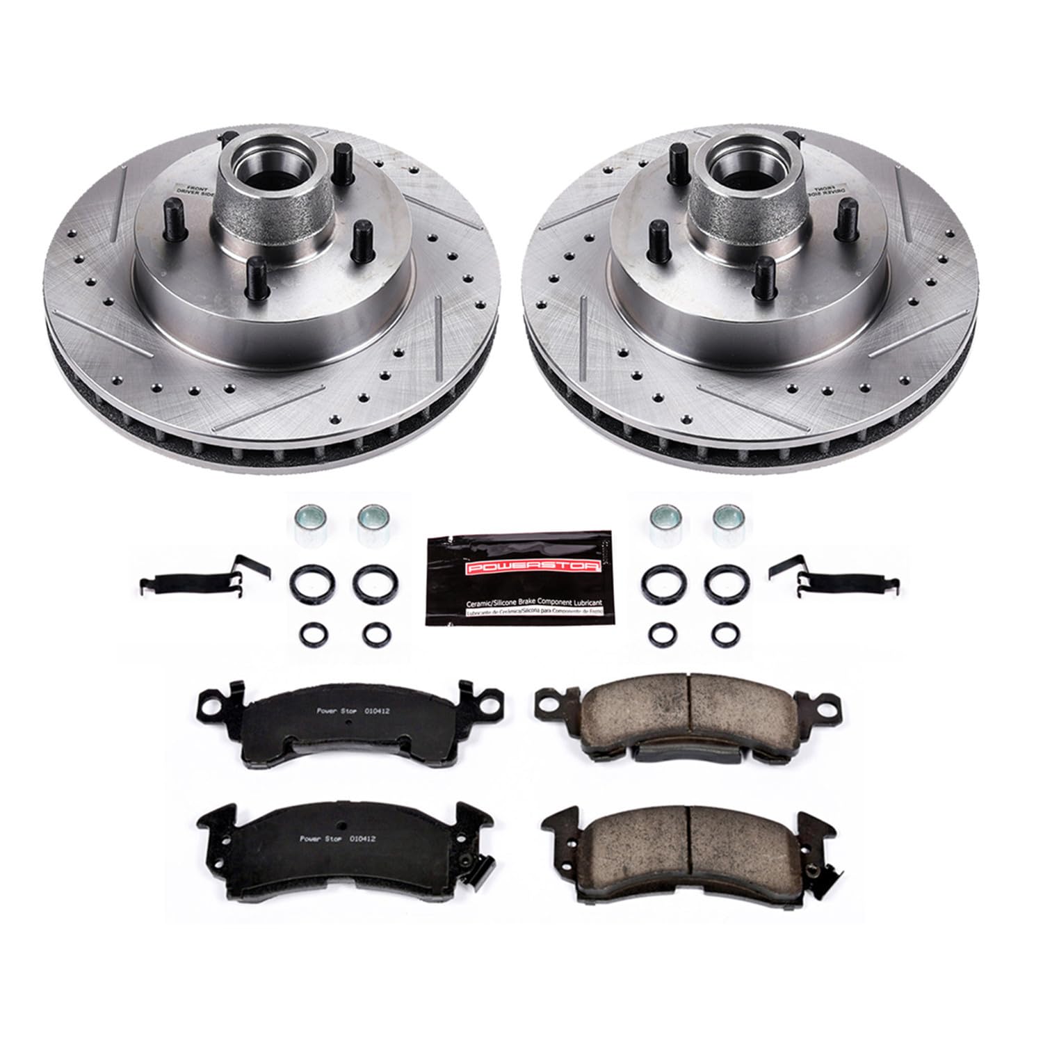 Power Stop K4539 Z23 Carbon Fiber Brake Pads with Drilled & Slotted Brake Rotors Kit Front