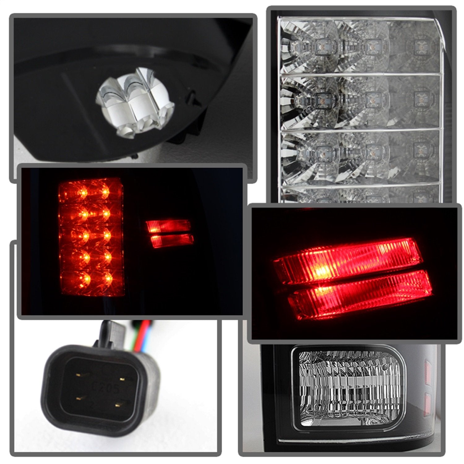 LED Tail Lights Black/Clear Spyder Auto 5077530