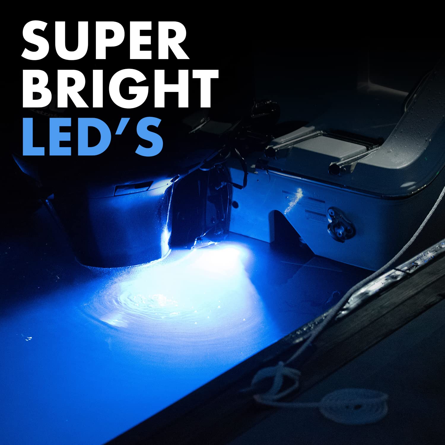 T-H Marine Underwater LED Boat Light - High-Intensity Waterproof Surface Mount Lighting - Use Above or Below Water - Multi-Purpose and Low Power Draw - Blue