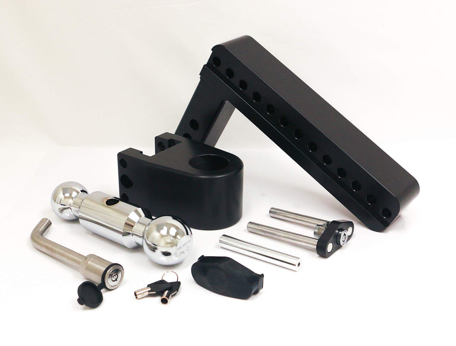 CTB102KACERBLA Weigh Safe, 10" Drop 180 Hitch w/ 2" Shank/Shaft, Adjustable Aluminum Trailer Hitch & Ball Mount, Chrome Plated Combo Ball (2" & 2-5/16") Keyed Alike Lock Hitch Pin CERAKOTE Black