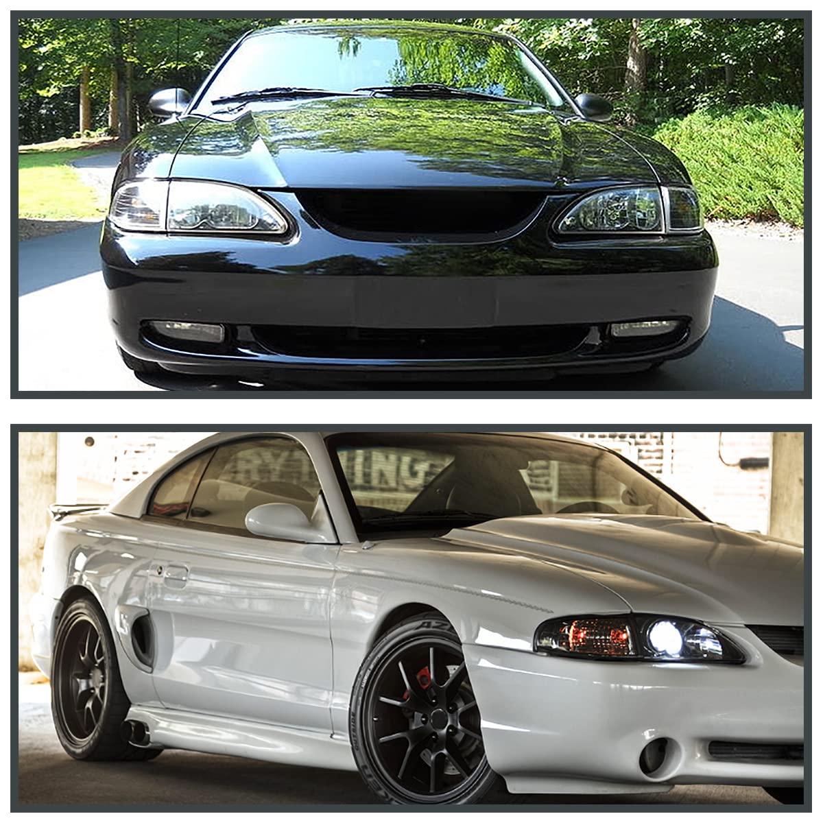 Black Housing SPEC-D TUNING Clear Lens Headlights + Corner Lights Compatible with 1994-1998 Ford Mustang L+R Pair Head Light Lamp Assembly