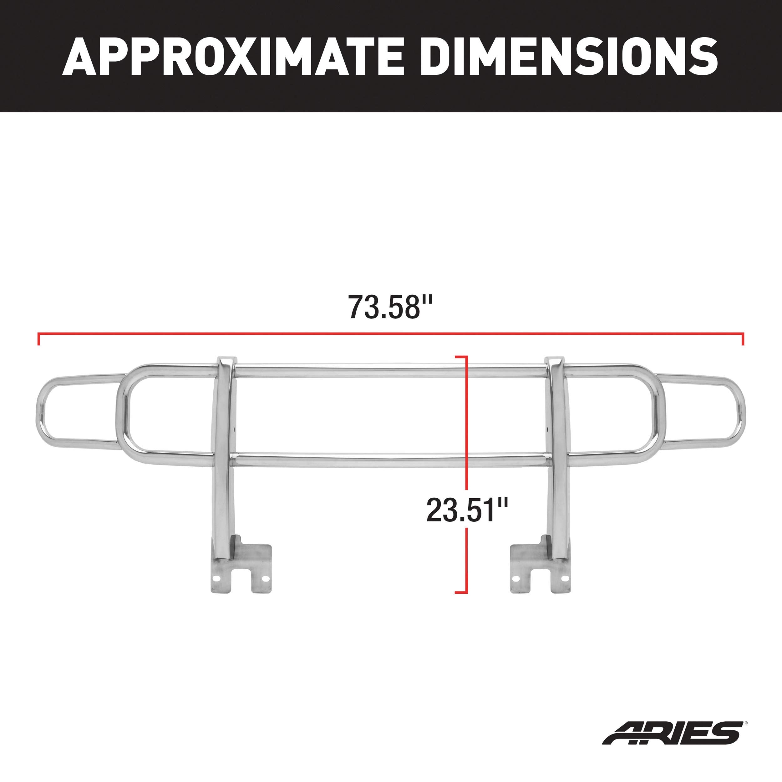 Polished Stainless Steel ARIES 4077-2 Grille Guard, No-Drill, Select Hummer H3, H3T