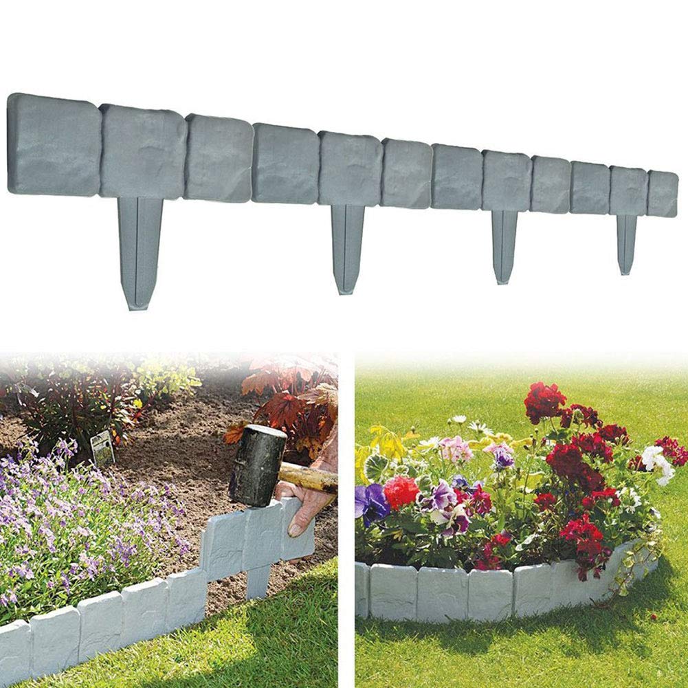 10pcs Fawcotu Hammer-in Stone Effect DIY Decorative Garden Edging Palisade Trellis