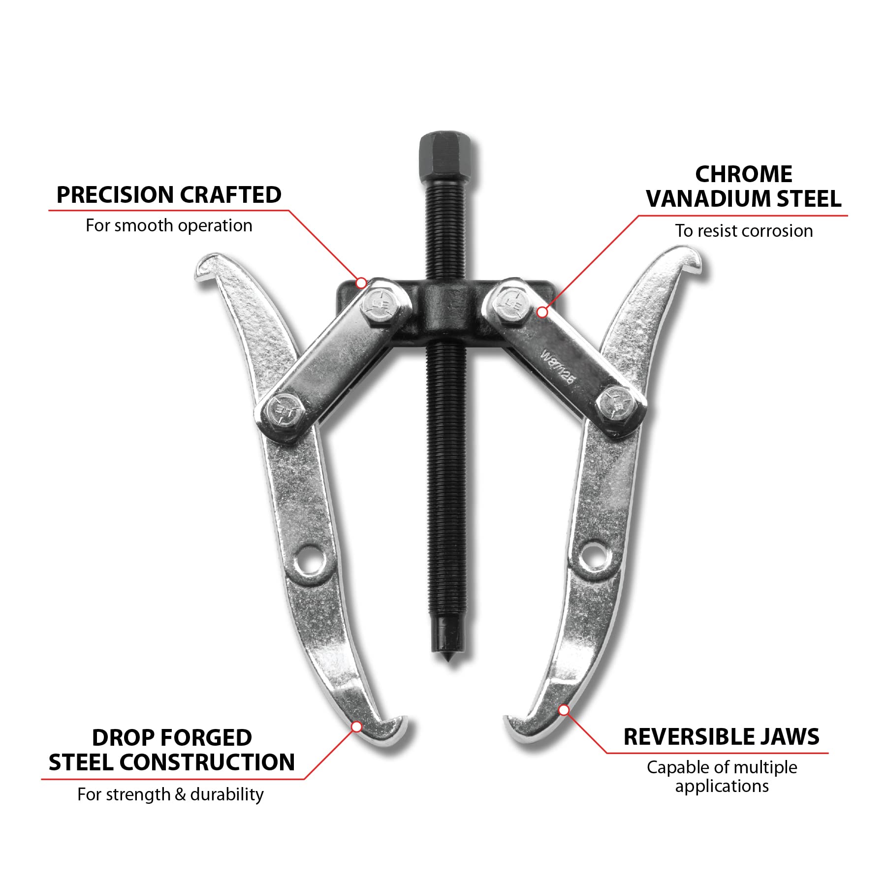W87125 Performance Tool Heavy Duty 2 Jaw Gear Puller with 3 1/4-Inch Reach and 6-Inch Spread, Chrome Vanadium Steel Construction