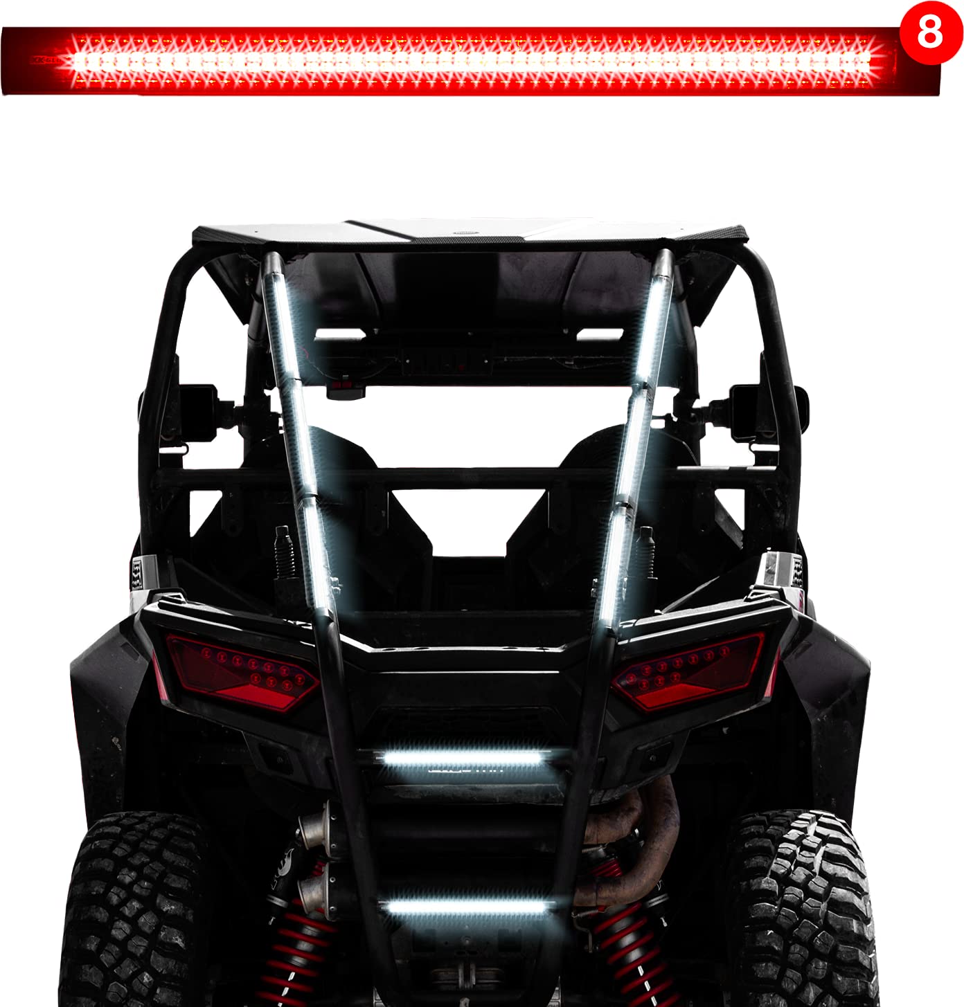 12in Red 8pc Tube Strobe Light Kit