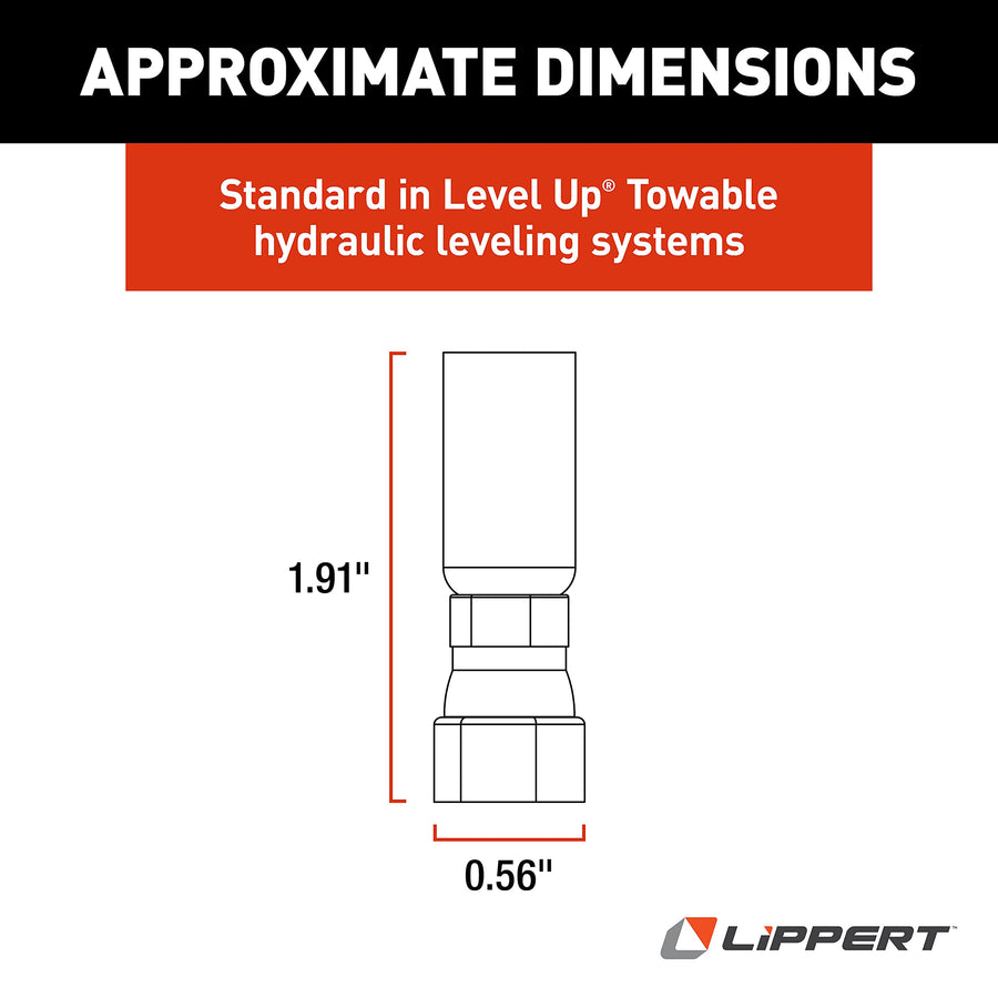 Hydraulic Hose End Fitting Lippert Level Up® with Crimp-On Coupling, 1/4” Inside Diameter, Straight Fitting Shape, 1/4" Female JIC 37° Flare Port - 138416