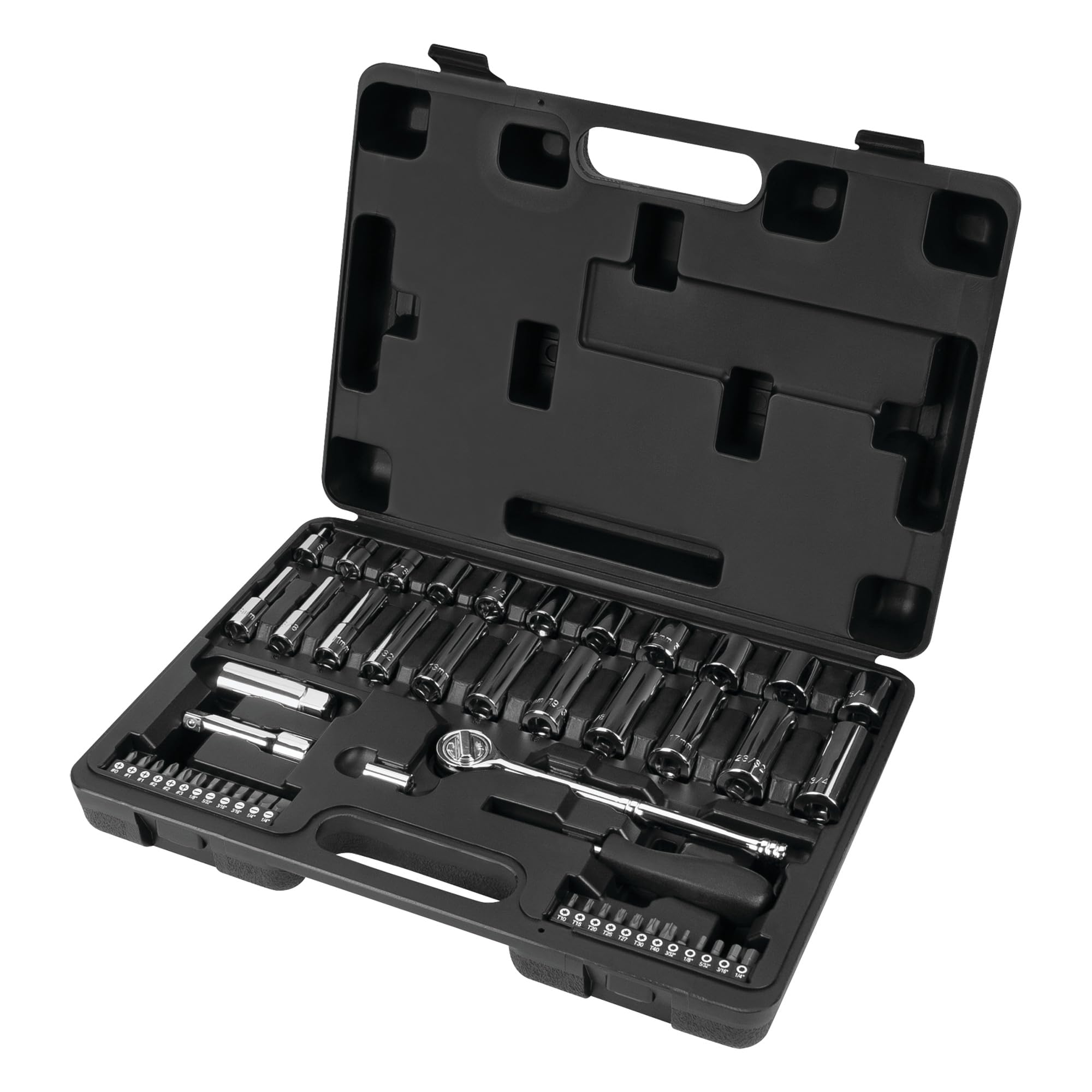 W38193 Performance Tool 52-Piece Universal Socket Set with SAE and Metric Spline, Chrome Vanadium Steel Construction, and Durable Storage Case