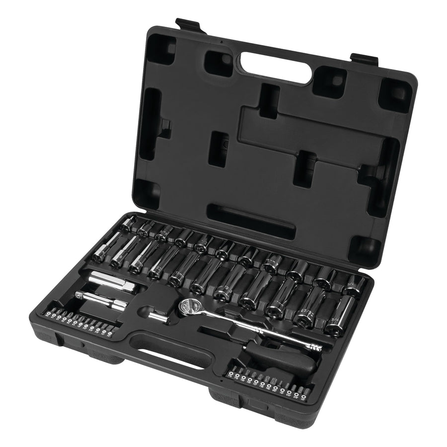W38193 Performance Tool 52-Piece Universal Socket Set with SAE and Metric Spline, Chrome Vanadium Steel Construction, and Durable Storage Case
