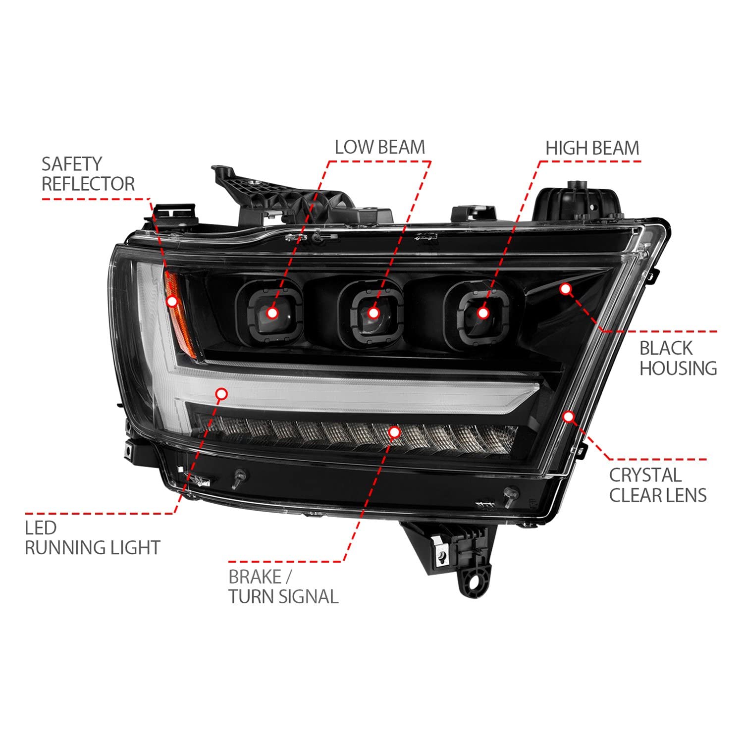 111494-R Anzo USA Projector Headlamps Fits Ram 1500