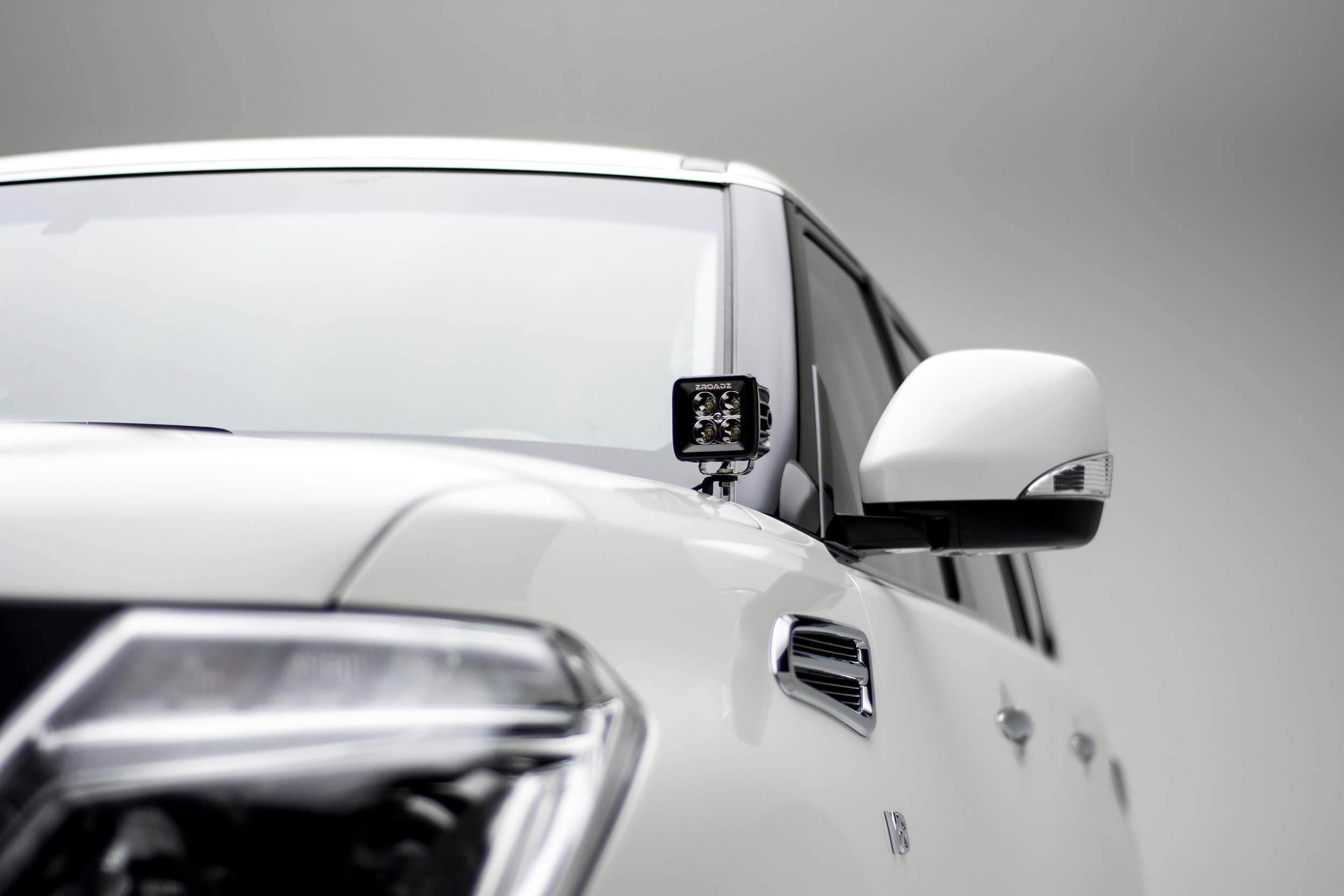 ZROADZ LED Mounting Bracket Ditch Hood Hinge - Compatible w/ 2012-2017 Nissan Patrol Y62 - to Mount (2) 3 Inch LED Pod Lights - Mild Steel Gloss Black - Bolt-On Easy Installation - PN #Z367871