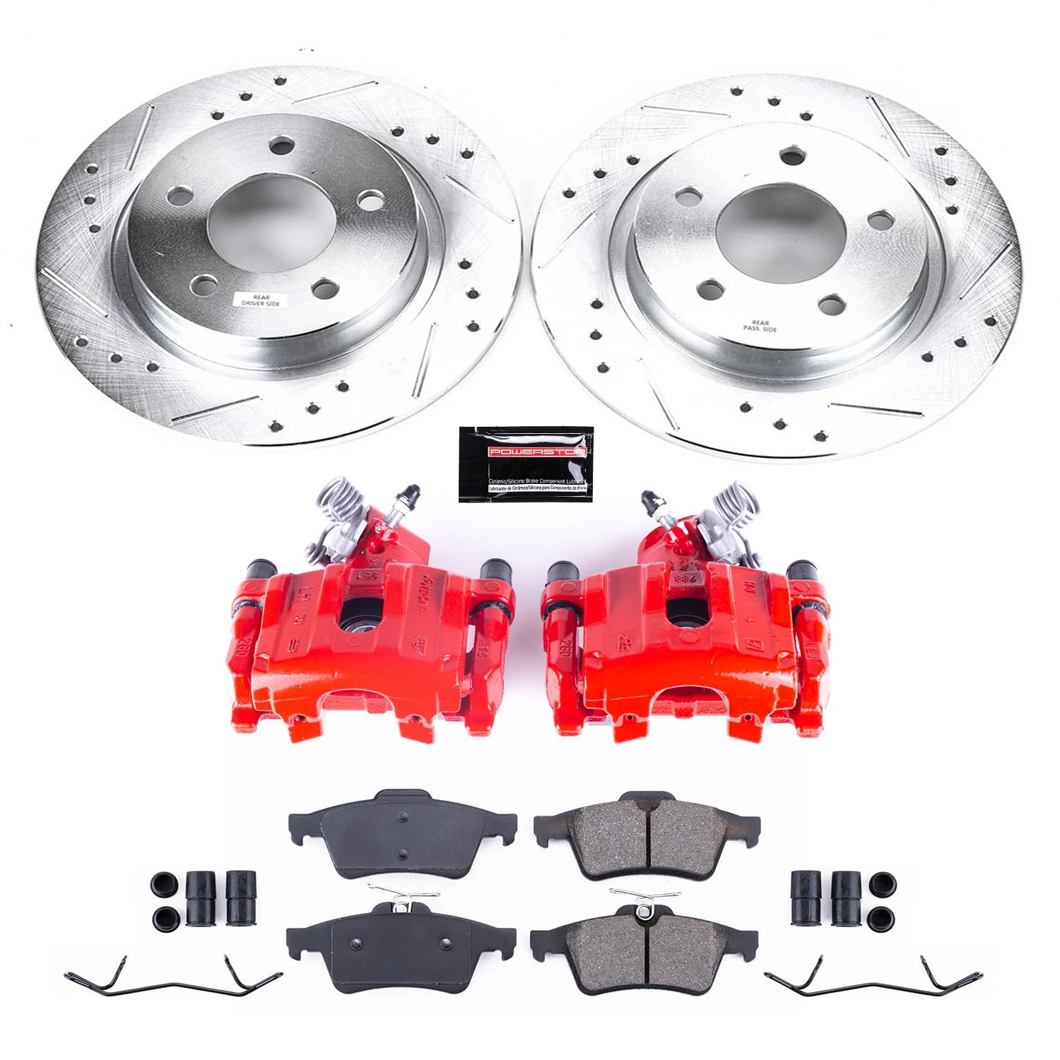 Power Stop Z23 Daily Driver Rear Brake Caliper Kit-Drilled/Slotted Rotor, Brake Pads & Calipers For Mazda 3 2004-2013 [Model Specific]