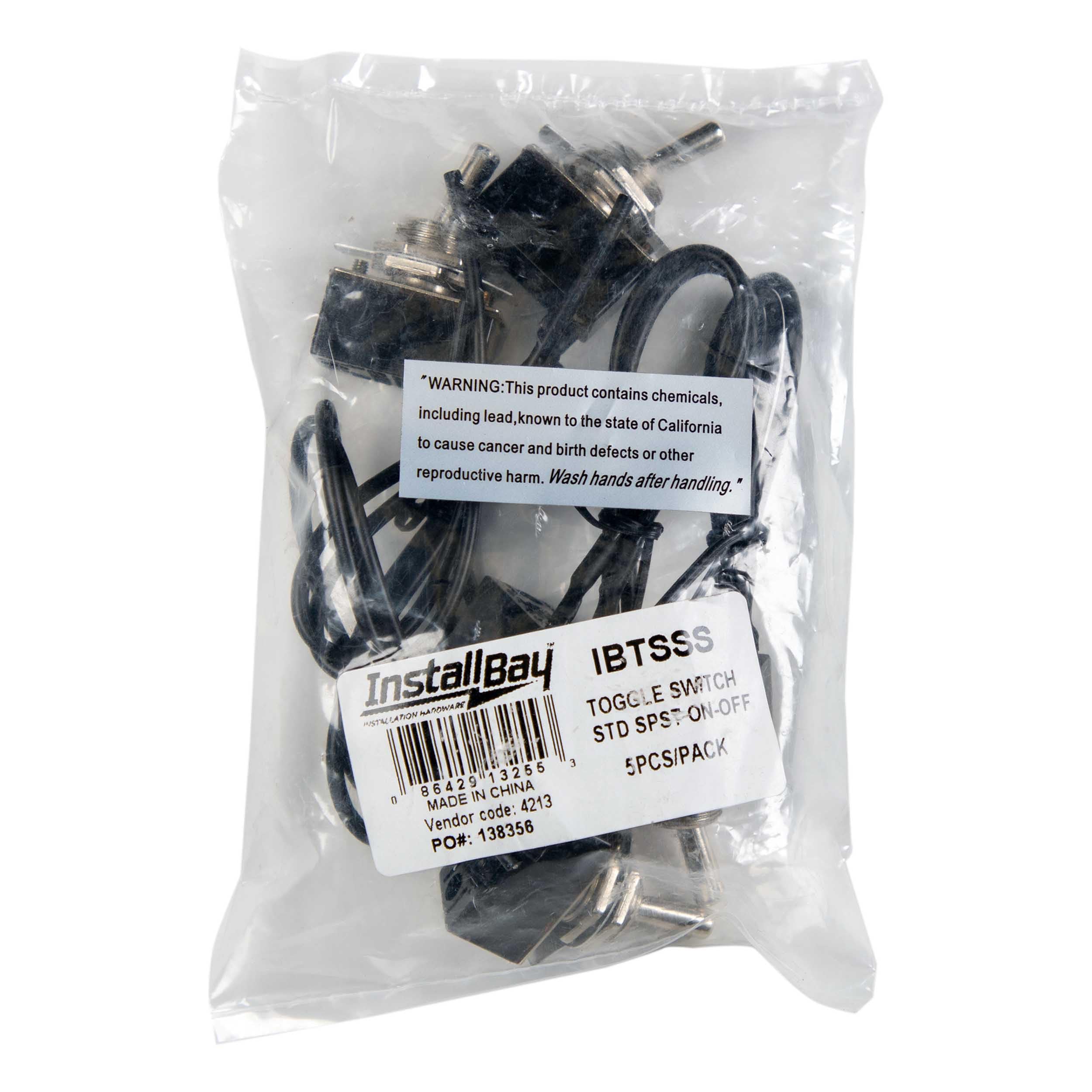 Install Bay Standard Toggle Switch Single Pole On and Off 6 Inch Leads 5 Pack- IBTSSS