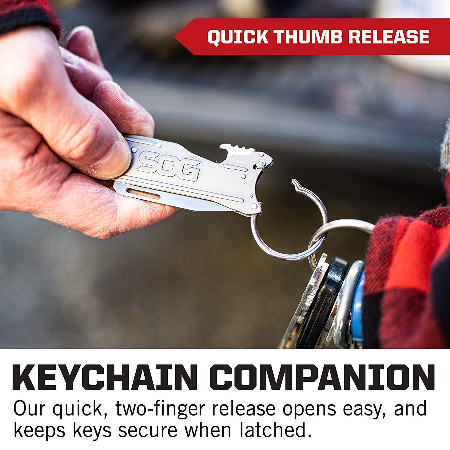 KeyTron SOG Keychain Pocket Knife- Convenient 1.8 Inch EDC Folding Knife with Bottle Opener and Quick Thumb Release (KT1001-CP)
